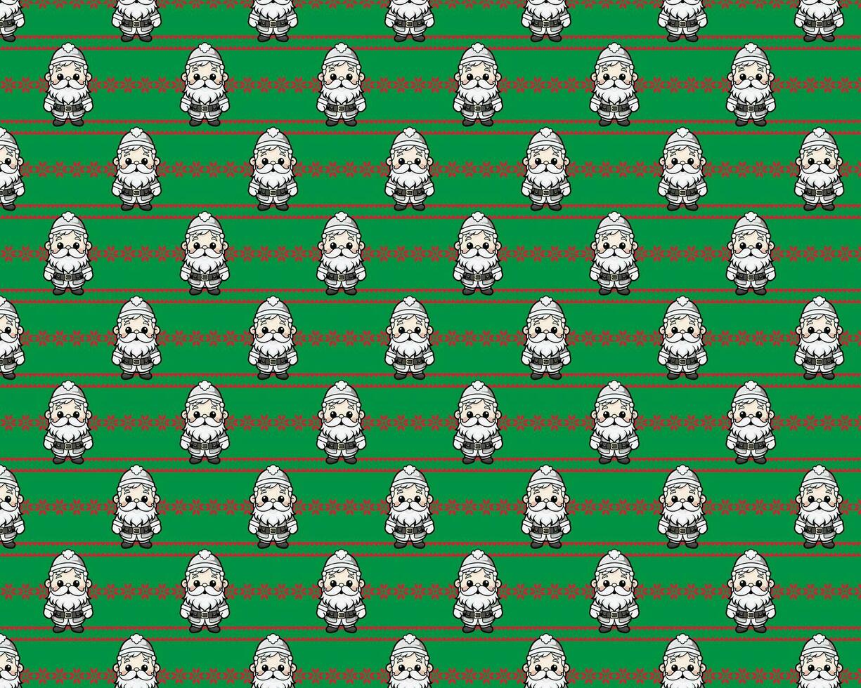 feestelijk de kerstman claus patroon Aan groen achtergrond in zwart en wit vector