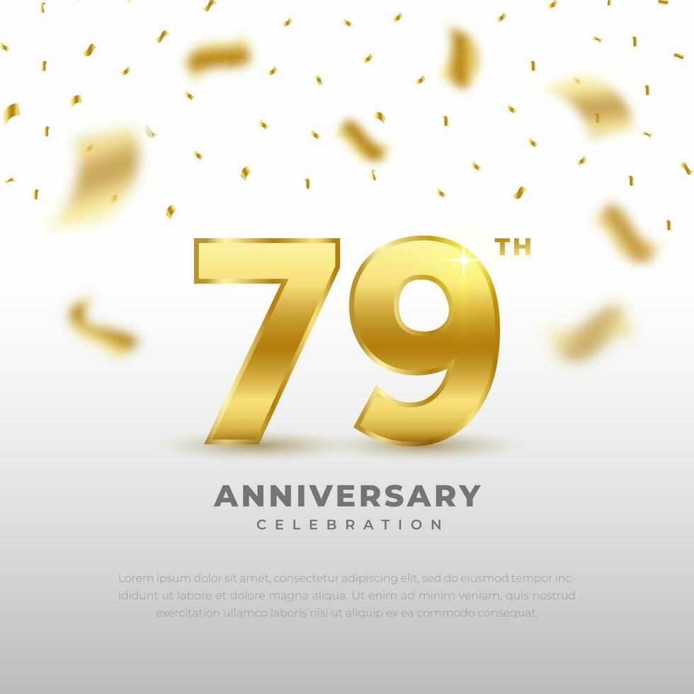 79ste verjaardag viering met goud schitteren kleur en zwart achtergrond. vector ontwerp voor feesten, uitnodiging kaarten en groet kaarten.