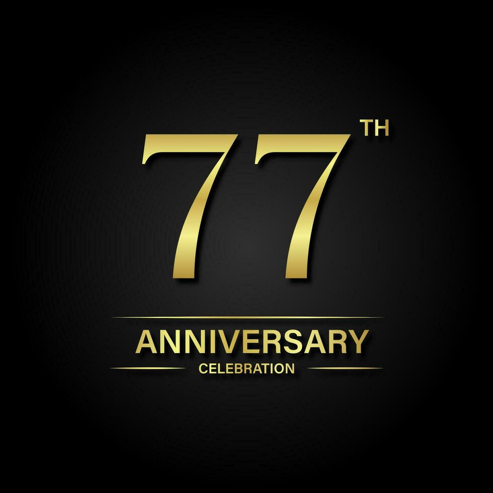 77e verjaardag viering met goud kleur en zwart achtergrond. vector ontwerp voor feesten, uitnodiging kaarten en groet kaarten.