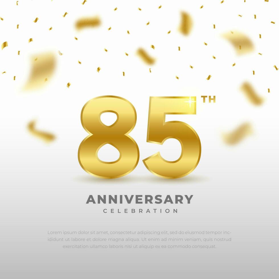 85ste verjaardag viering met goud schitteren kleur en zwart achtergrond. vector ontwerp voor feesten, uitnodiging kaarten en groet kaarten.