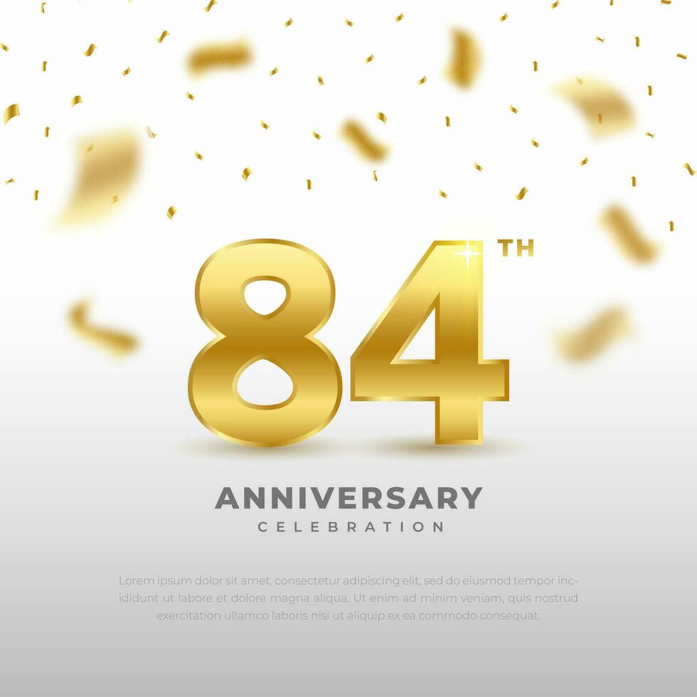84e verjaardag viering met goud schitteren kleur en zwart achtergrond. vector ontwerp voor feesten, uitnodiging kaarten en groet kaarten.