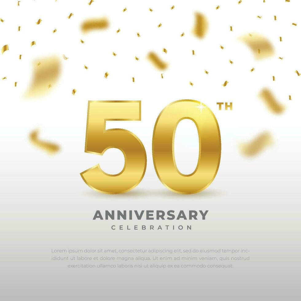 50e verjaardag viering met goud schitteren kleur en wit achtergrond. vector ontwerp voor feesten, uitnodiging kaarten en groet kaarten.