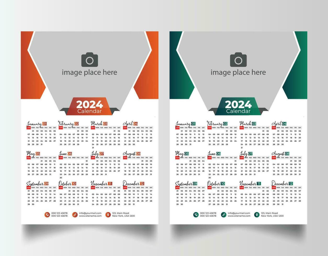 2024 muur kalender vector