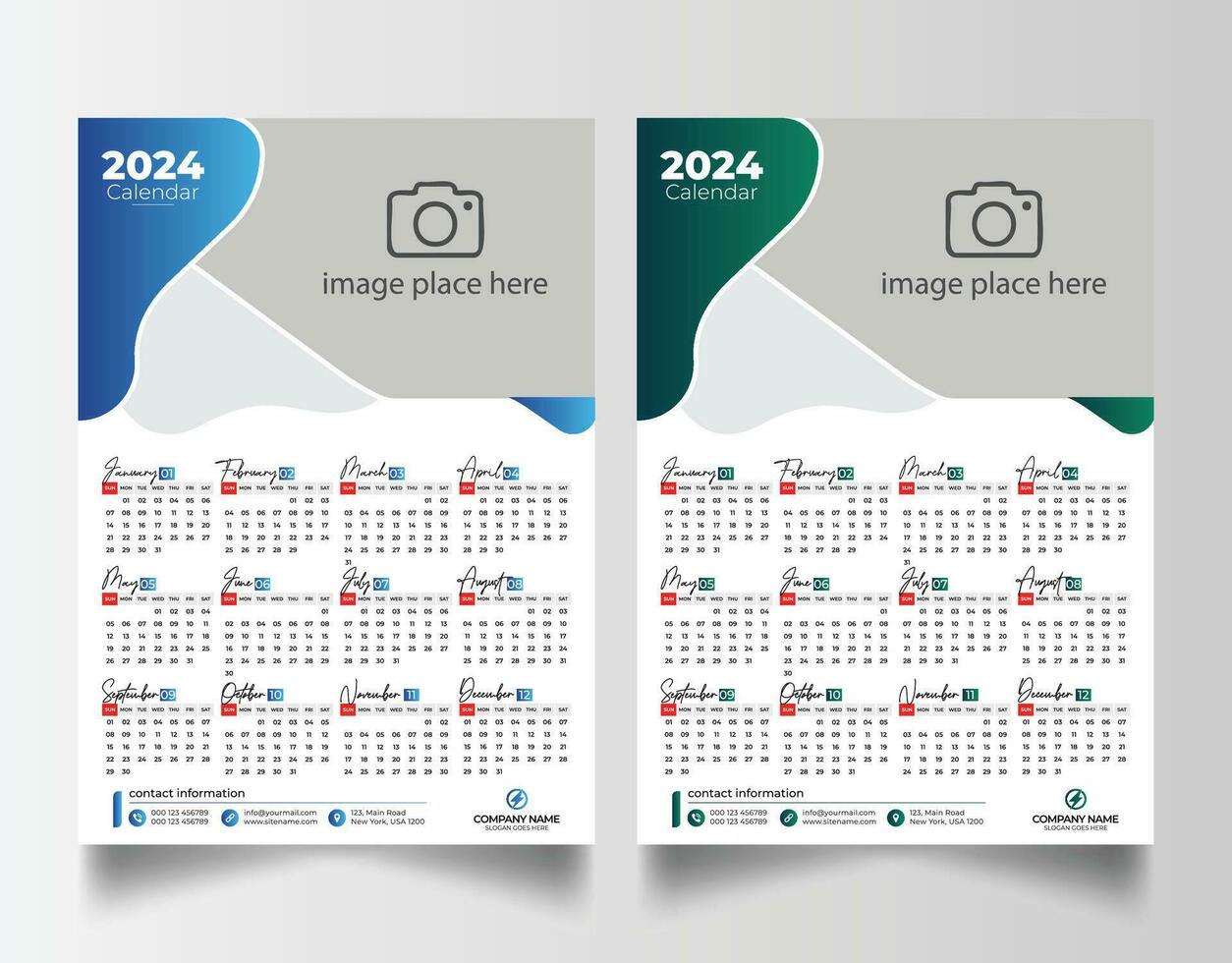 2024 muur kalender vector