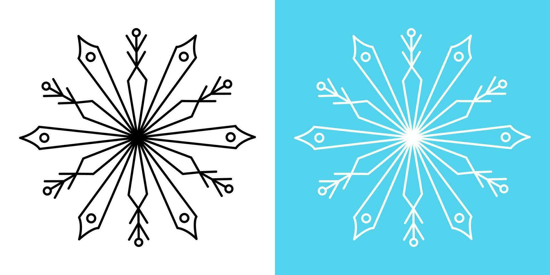 sneeuwvlokken schets geïsoleerd illustratie dun lijn zwart en wit contour Kerstmis voorwerp voor uw winter ontwerp vector