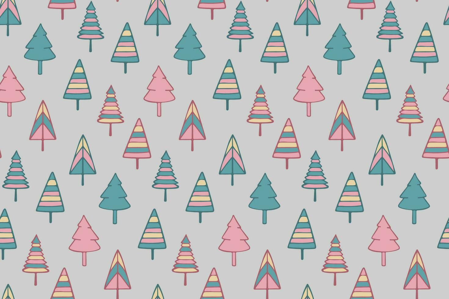 vector naadloos patroon van Kerstmis bomen in pastel tonen. voor omhulsel papier of kleding stof ontwerp