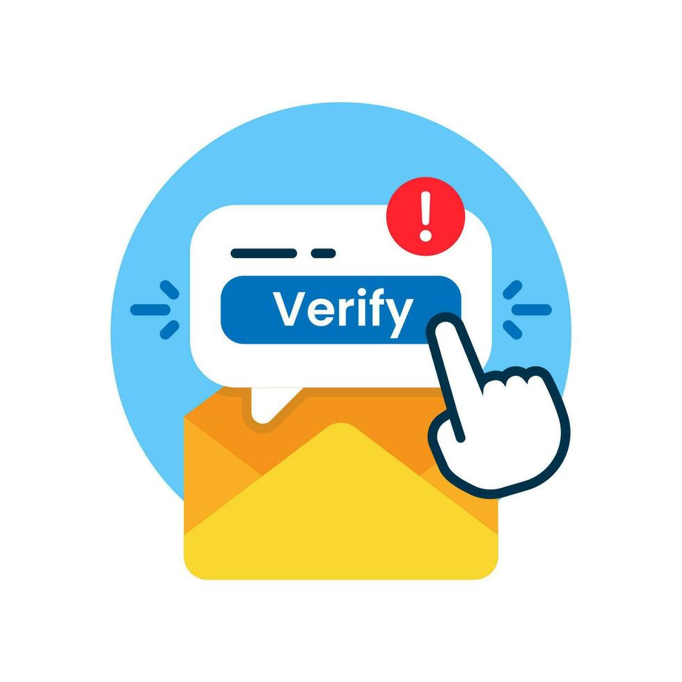 e-mail verificatie knop voor account veiligheid concept illustratie vlak ontwerp vector. modern grafisch element voor ui, infografisch, icoon vector