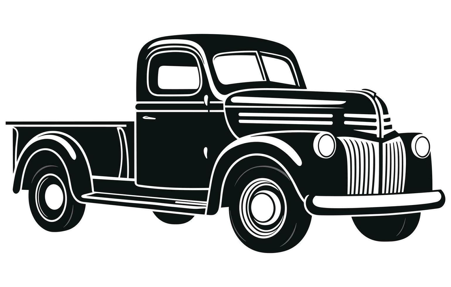 wijnoogst oppakken vrachtauto logo monochroom ontwerp stijl vector