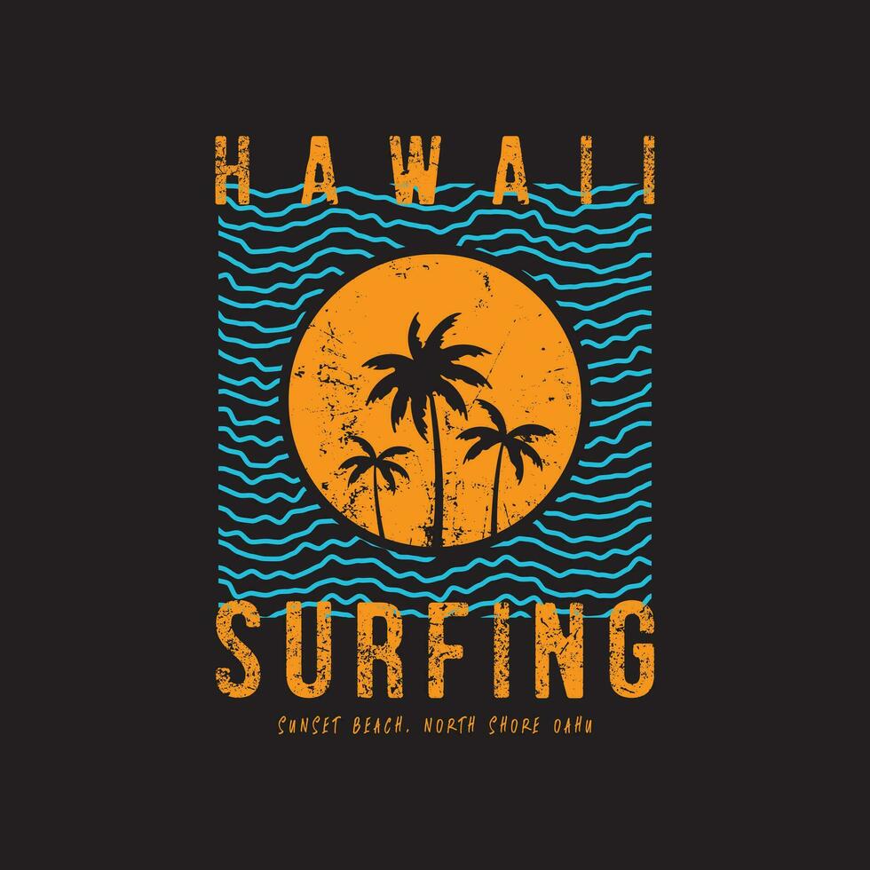 vector illustratie Aan de thema van surfing Hawaii. t-shirt grafiek, poster, banier, folder, afdrukken en ansichtkaart