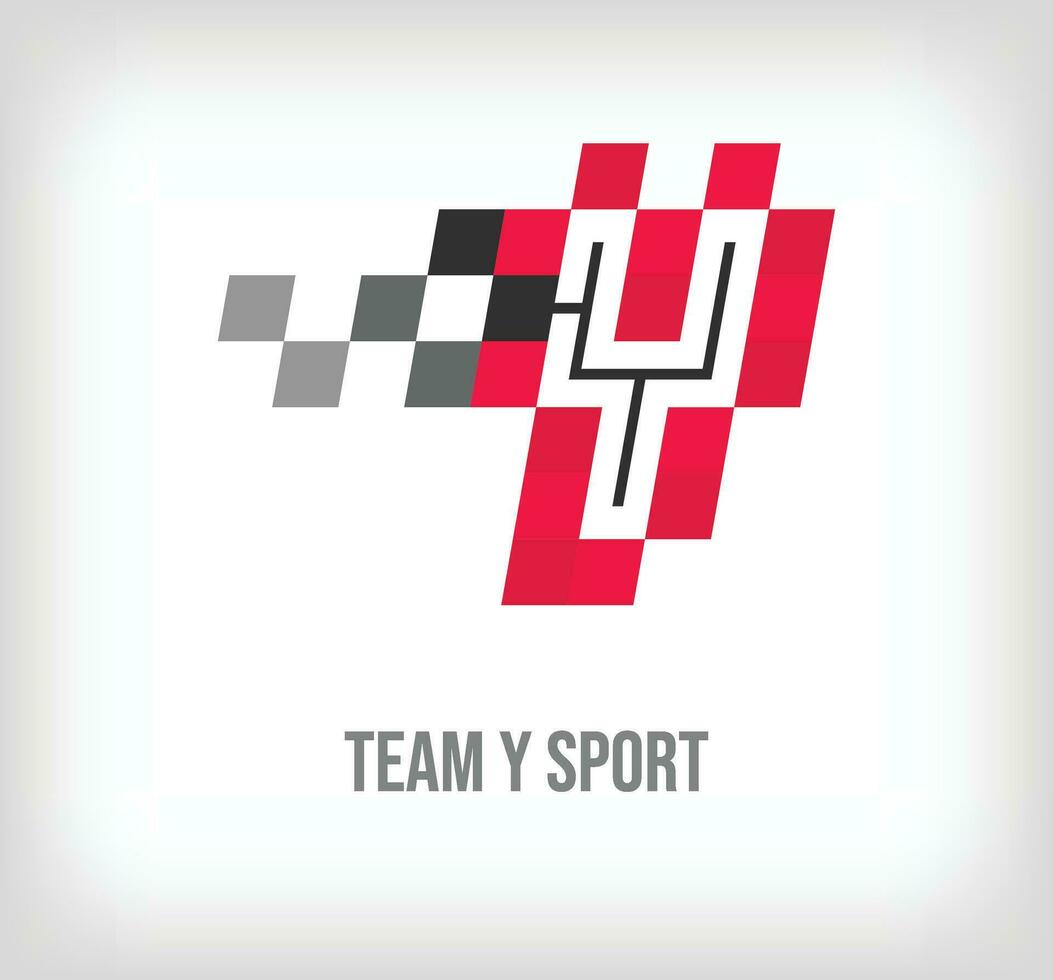 creatief y brief racing en sport- logo. modern pixel met nieuw cultuur kleuren. doopvont alfabet sjabloon. creatief wedstrijd geometrisch. vector