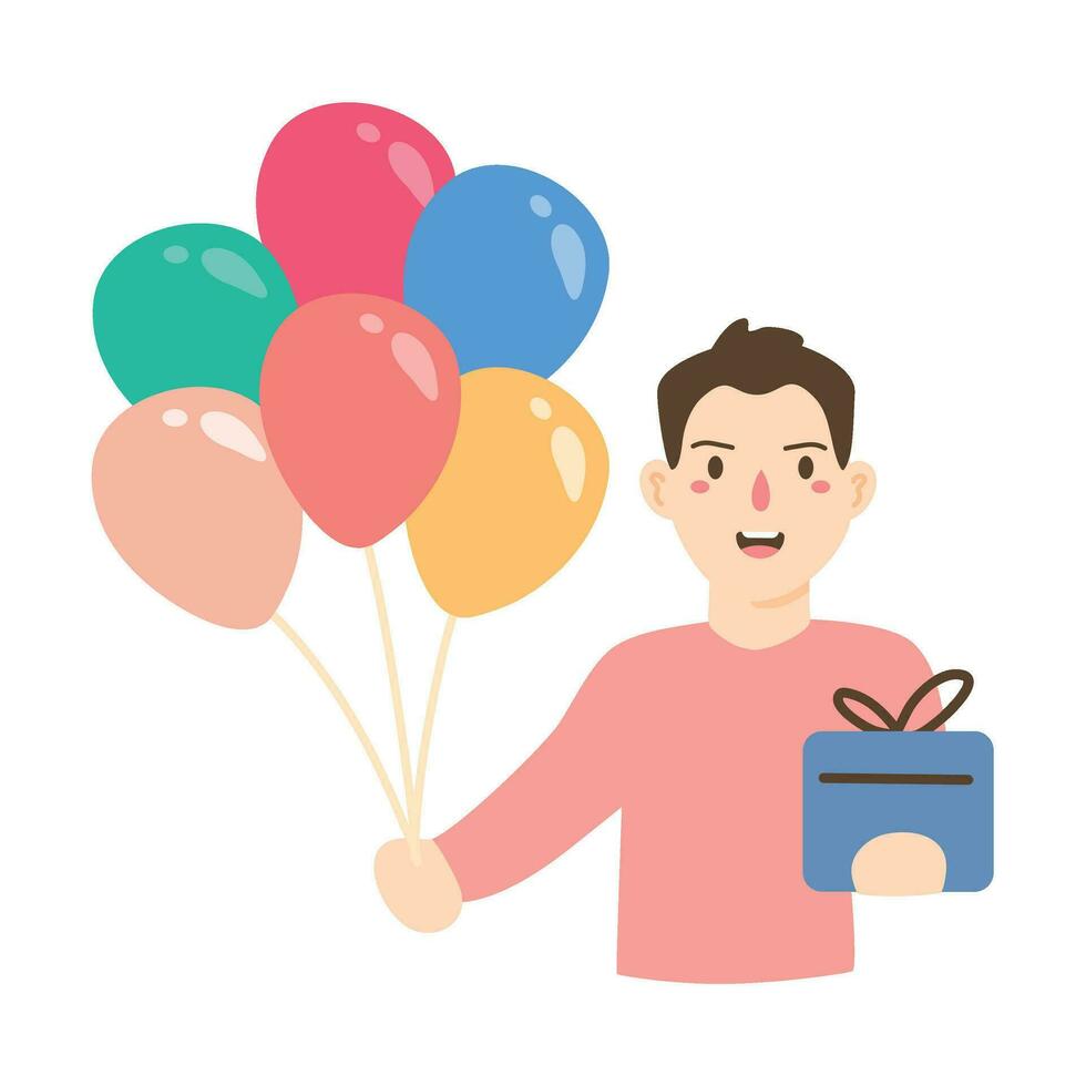 jong Mens Holding ballon illustratie vector