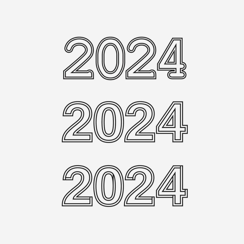 2024 nieuw jaar en Kerstmis logo 2024 aantal ontwerp en illustratie vector