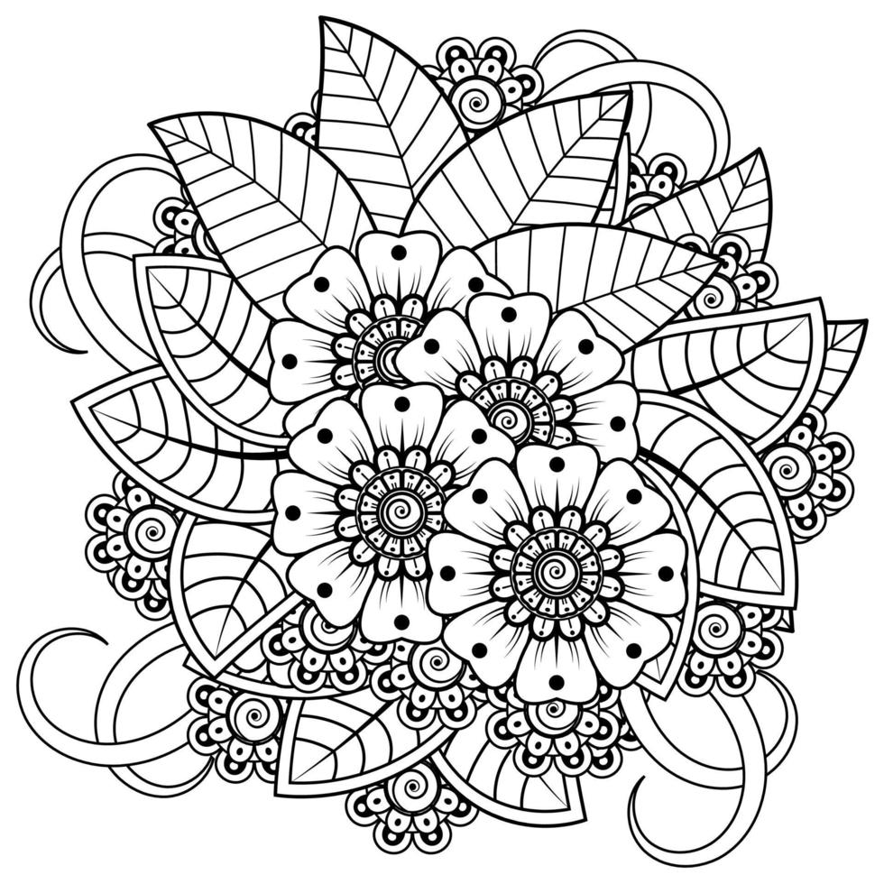 mehndi bloem decoratief ornament in etnische oosterse stijl, doodle sieraad, schets hand tekenen. kleurboek pagina. vector