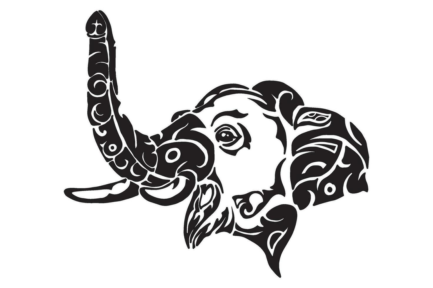 olifant hoofd tatoeëren ontwerp vector