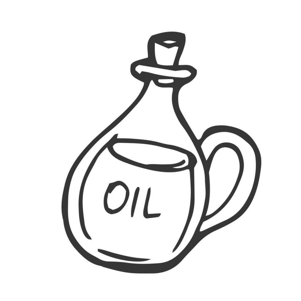 tekening olijf- olie fles vector schetsen