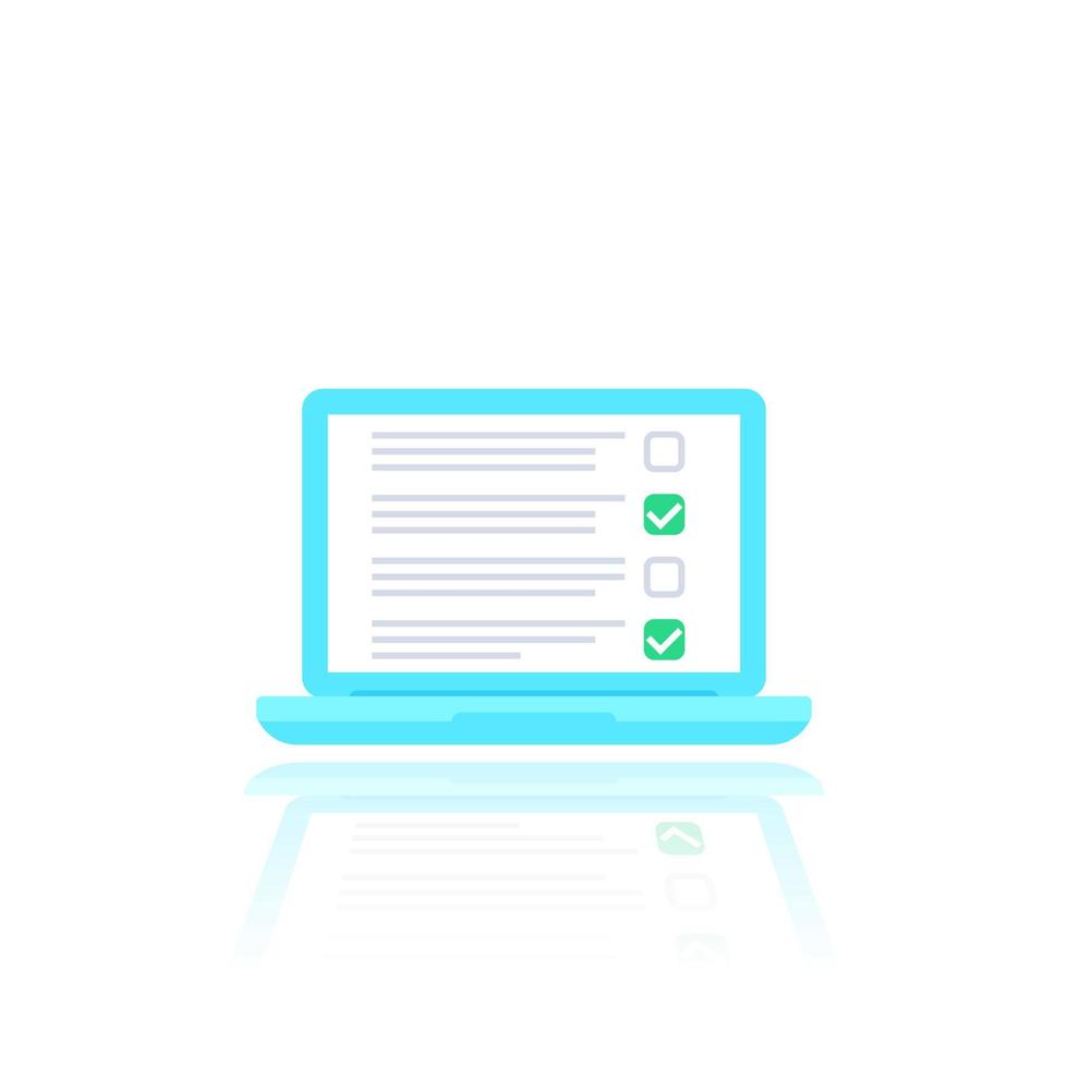 online enquêteformulier, checklist in laptop, vector
