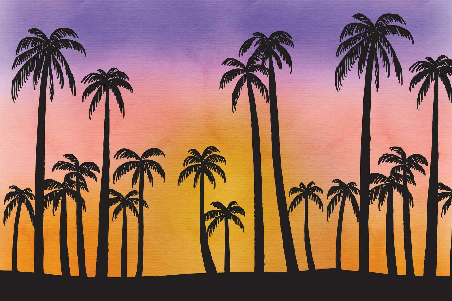 helling strand zonsondergang landschap met palm boom achtergrond vector