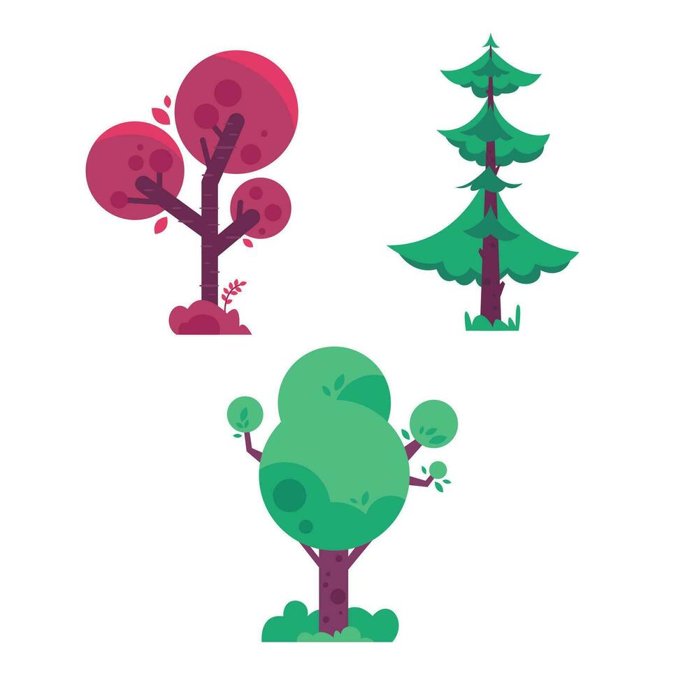 hand- getrokken verschillend types van boom verzameling reeks vector