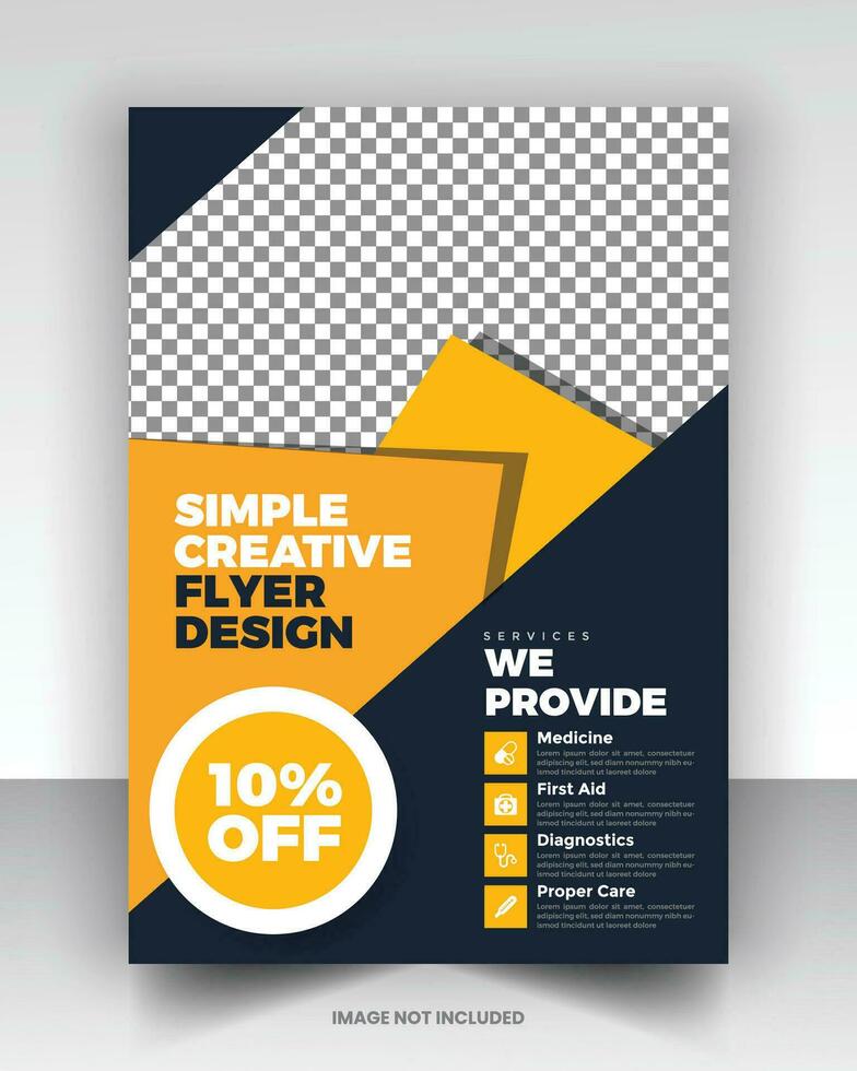 gemakkelijk medisch folder ontwerp vector kunst met bewerkbare fonts en decor mooi hoor kleur combinatie oranje geel zwart blauw marine