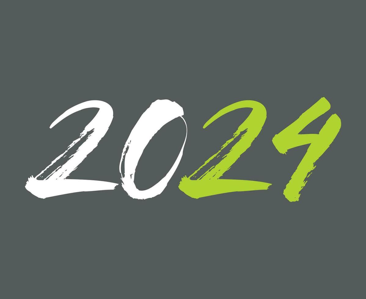 gelukkig nieuw jaar 2024 abstract groen en wit grafisch ontwerp vector logo symbool illustratie met grijs achtergrond