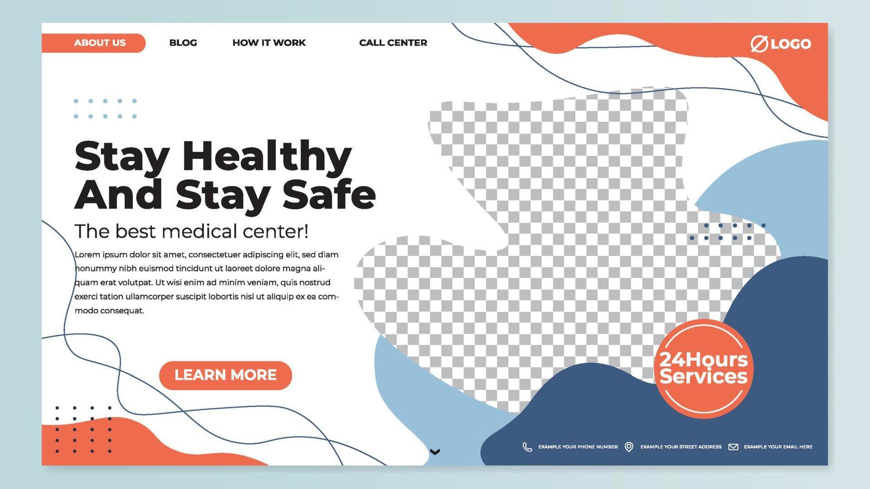 moderne homepage-ontwerpsjabloon met plaatsing van afbeeldingen vector