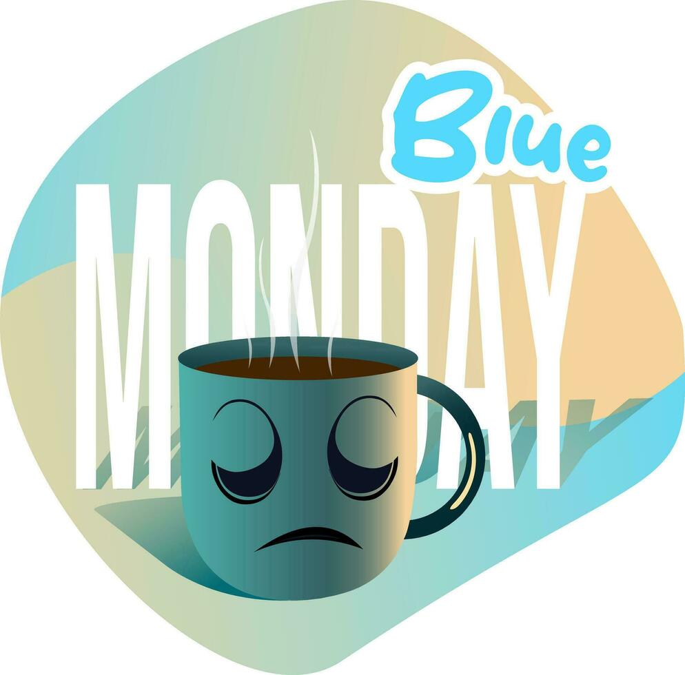 vector helling illustratie voor blauw maandag met een verdrietig kop concept