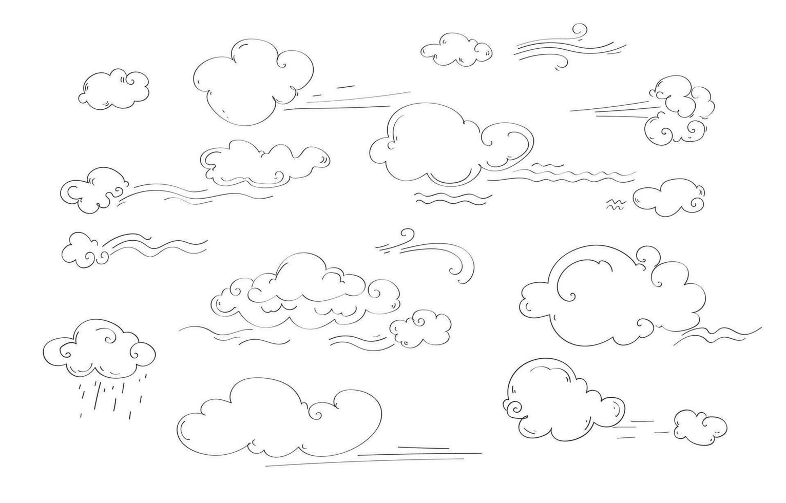 tekening schetsen stijl wolk set. vector