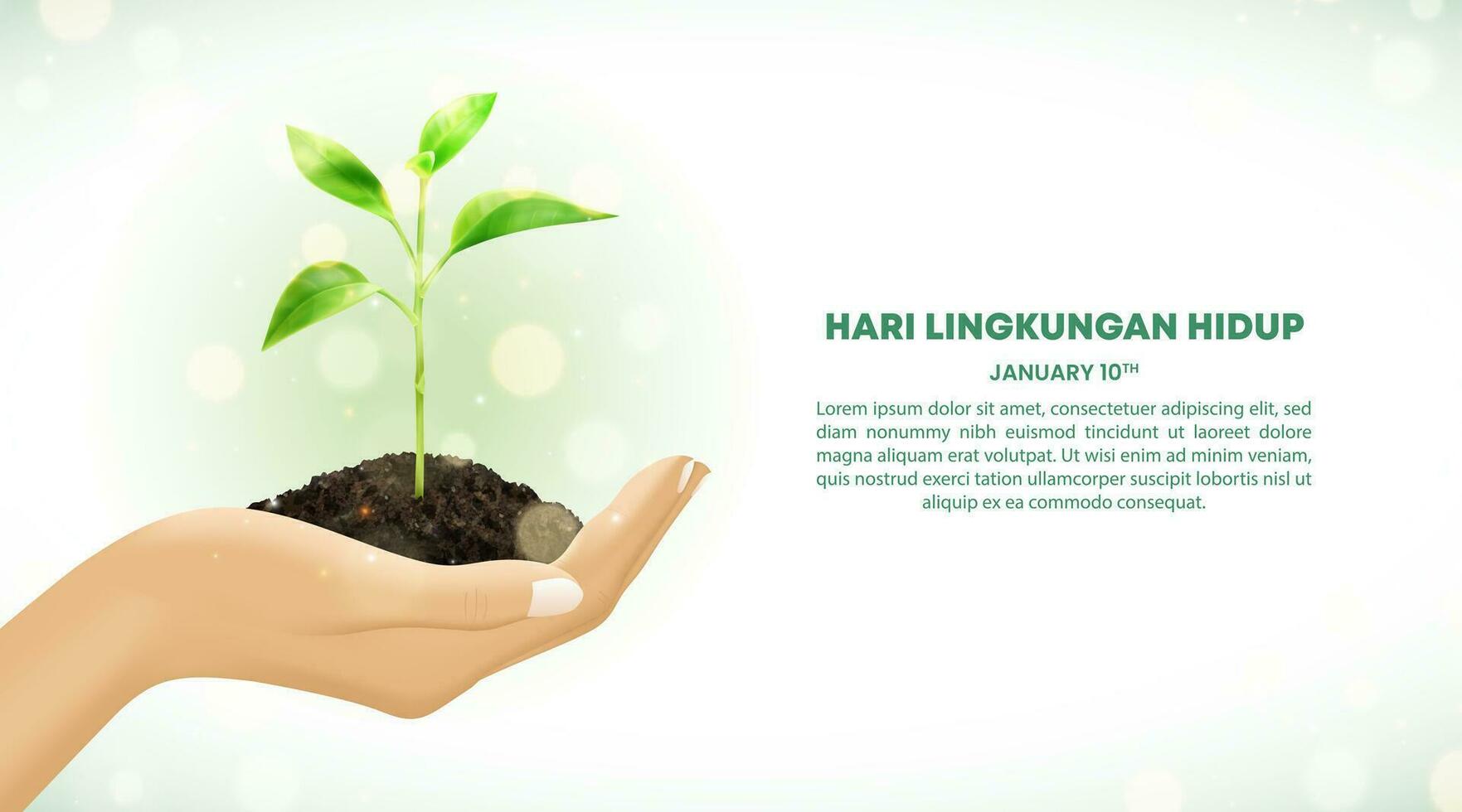 hari lingkungan verstoppen Indonesië of Indonesisch milieu dag achtergrond met een hand- Holding een fabriek vector