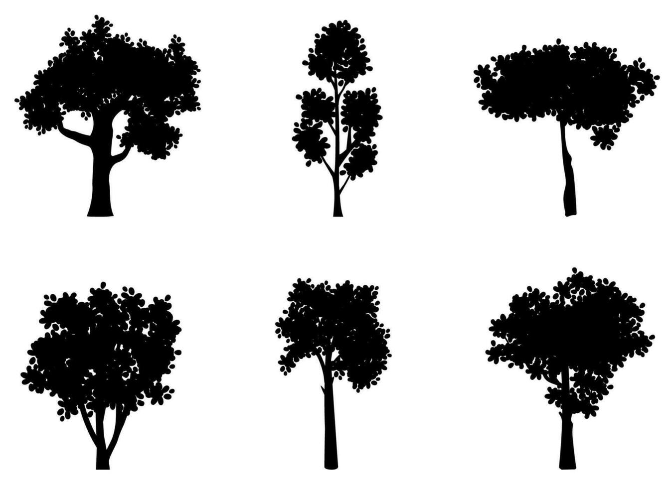 reeks van verschillend boom silhouetten. vector illustraties voor landschappen of bloemen ontwerpen.
