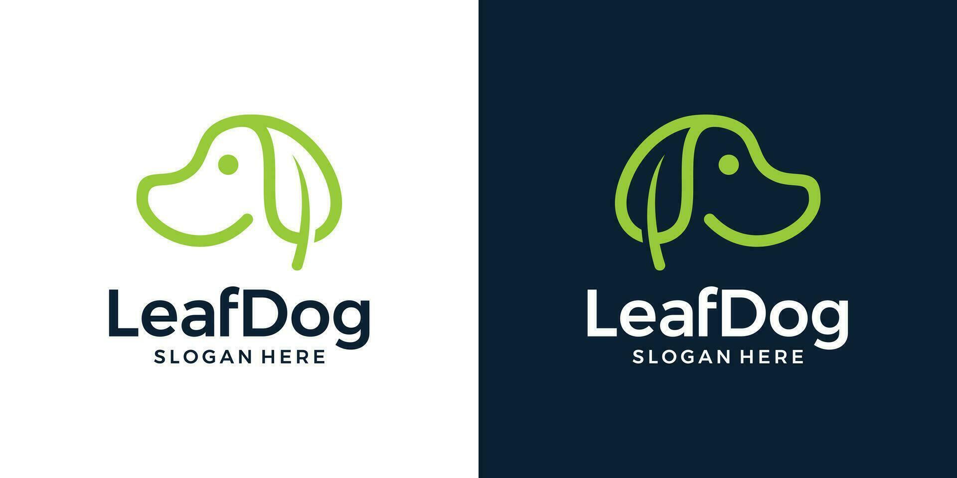 huisdier zorg logo ontwerp sjabloon. blad logo met hond met lijn stijl ontwerp grafisch vector illustratie. symbool, icoon, creatief.