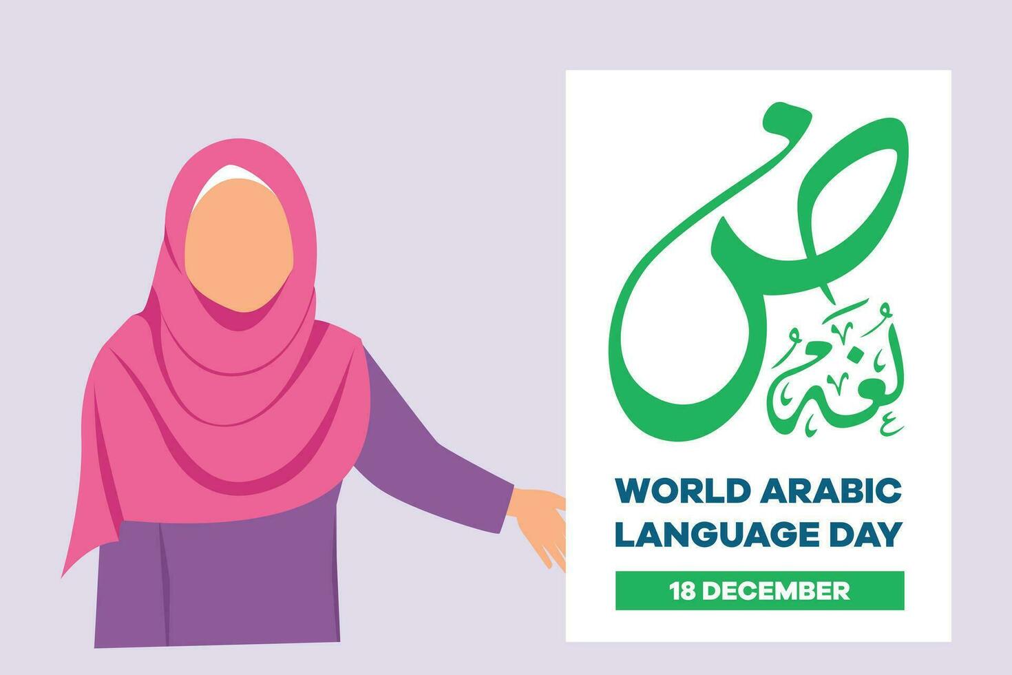 wereld Arabisch taal dag Aan 18 december. Arabisch taal concept. gekleurde vlak vector illustratie geïsoleerd.