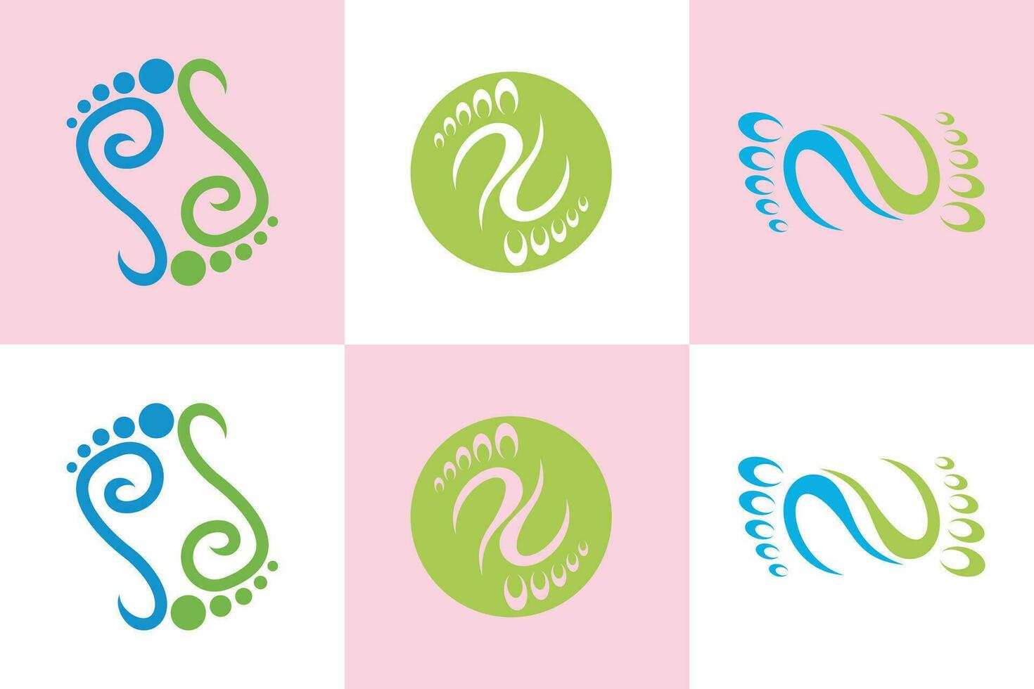 reeks van voet logo ontwerp Gezondheid illustratie vrouw pedicure salon en kliniek premie vector