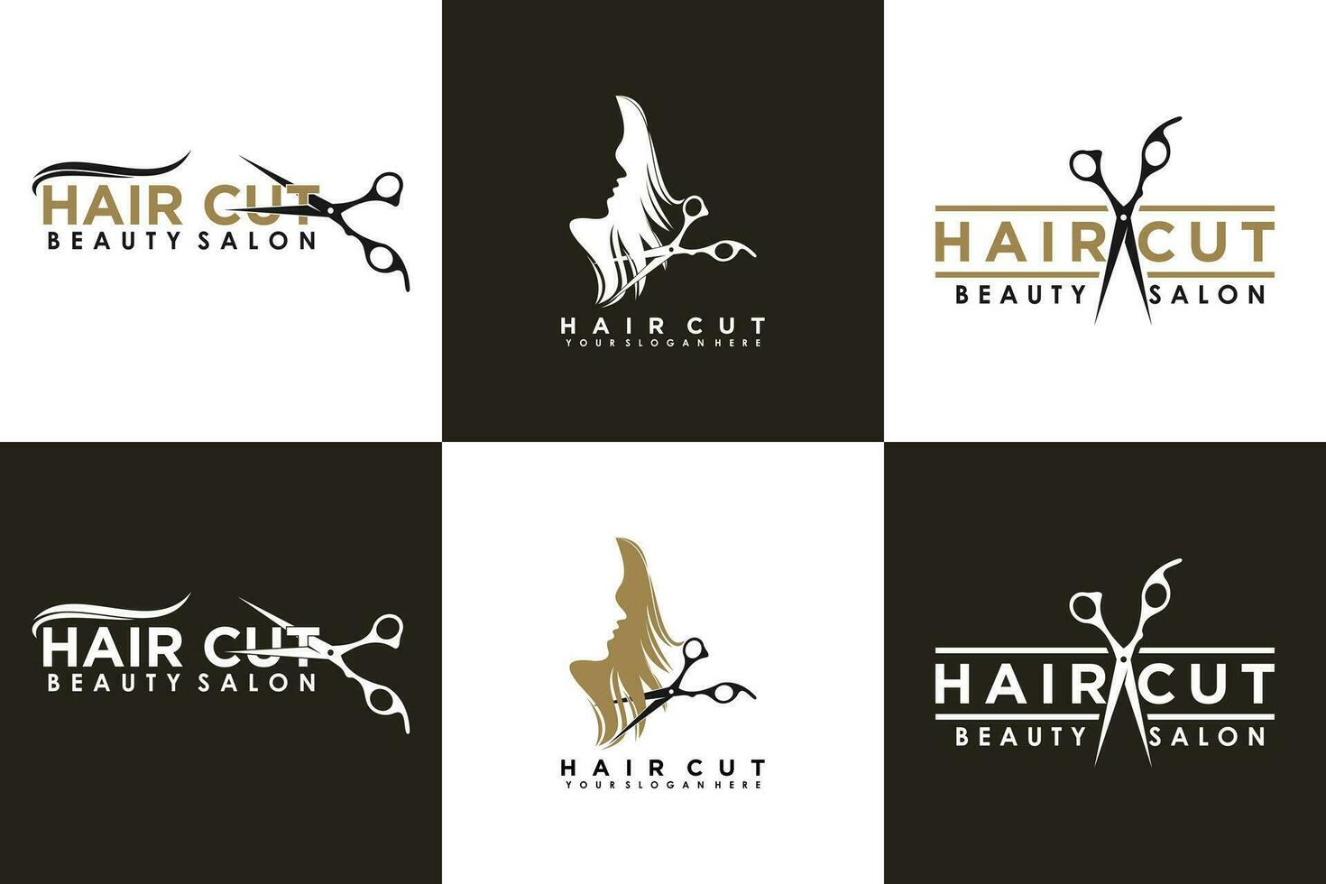 verzameling van haar- besnoeiing logo ontwerp vector met creatief concept voor Dames schoonheid salon