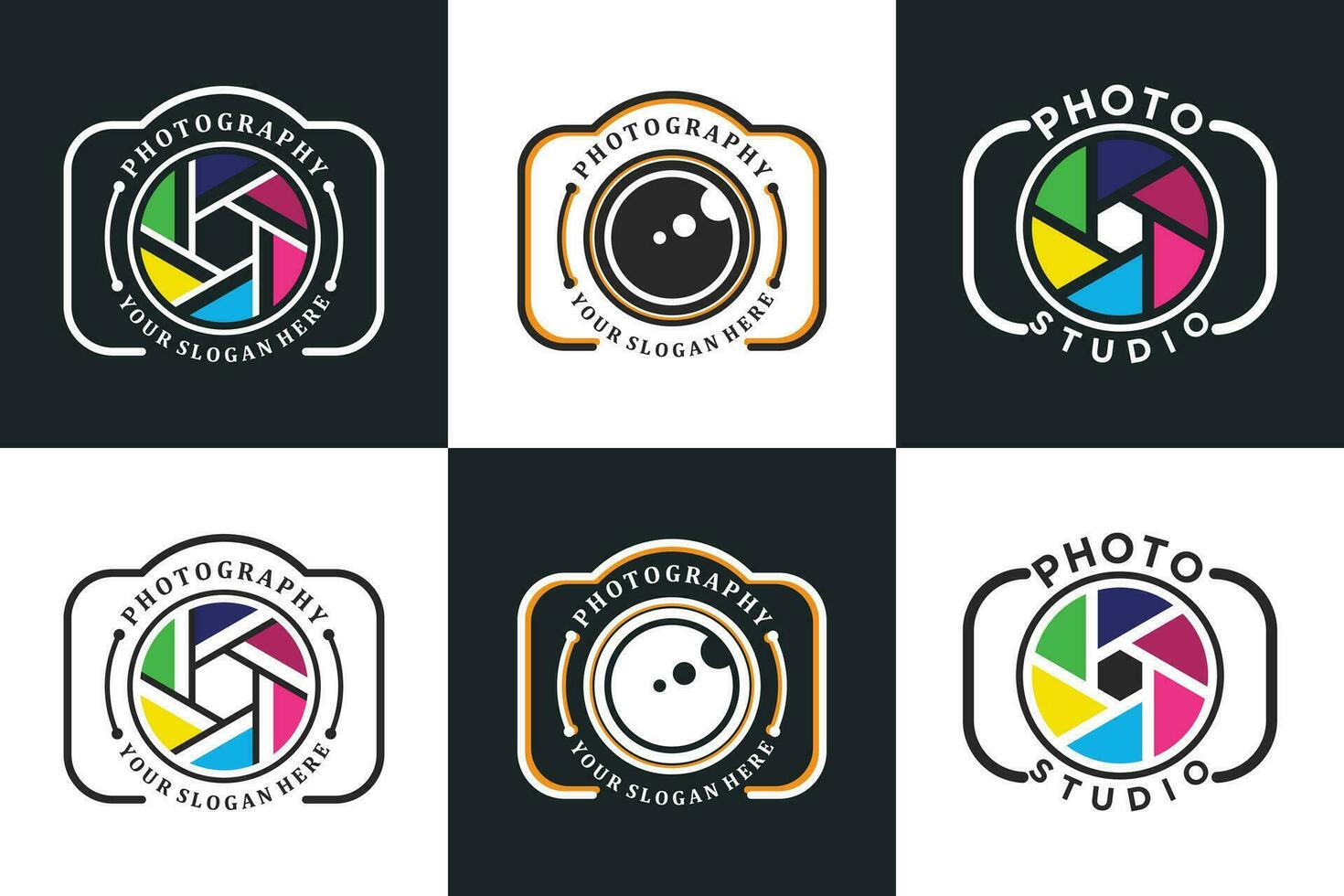 reeks van camera logo ontwerp met modern concept premie vector