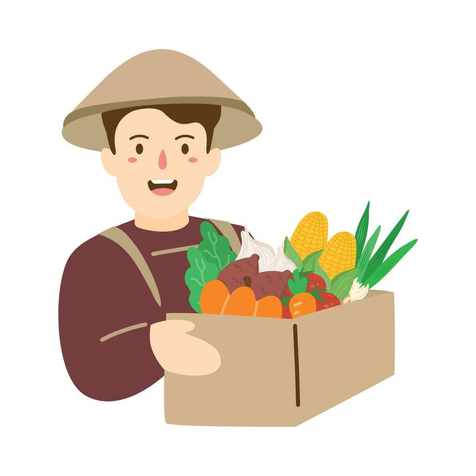 boeren en oogsten karakters, agrarisch arbeiders vector