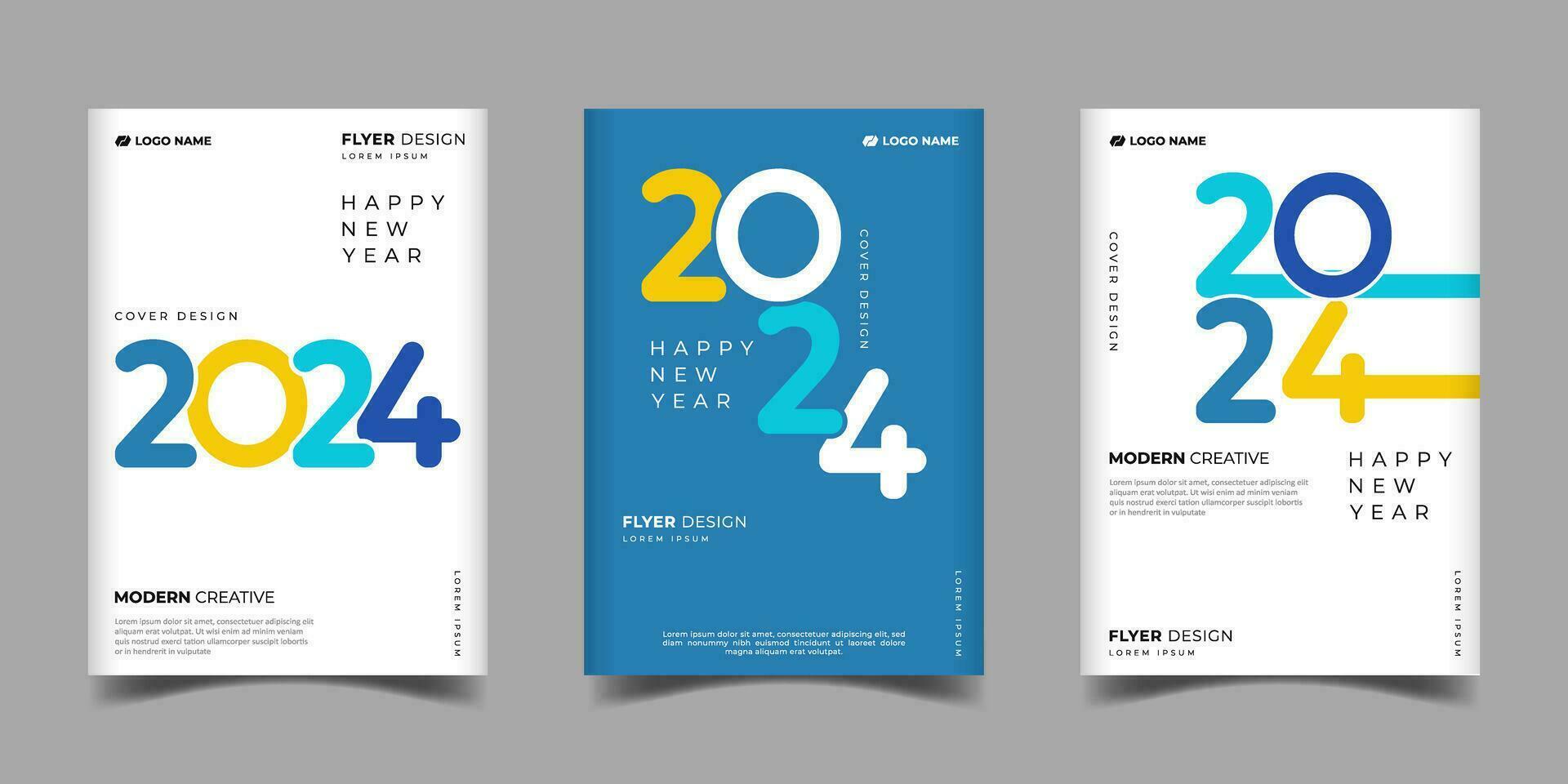 2024 gelukkig nieuw jaar kleurrijk bedrijf sjabloon achtergrond ontwerp met typografie stijl.geschikt voor presentatie, kalender, poster, groet kaart, jaarlijks verslag doen van corporatie ontwerp vector