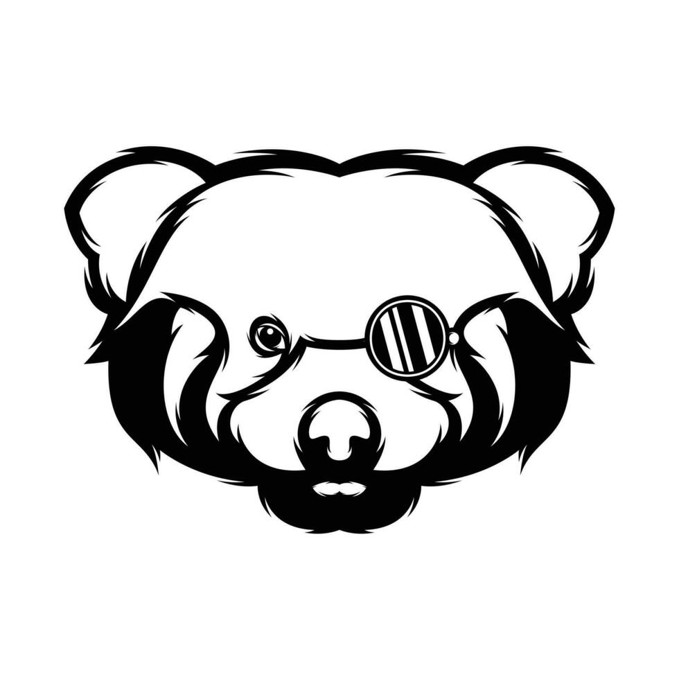 rood panda bril schets vector