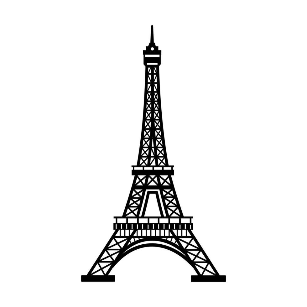 eiffel toren in Parijs Aan een wit achtergrond. mijlpaal van Parijs. vector lineair illustratie silhouet
