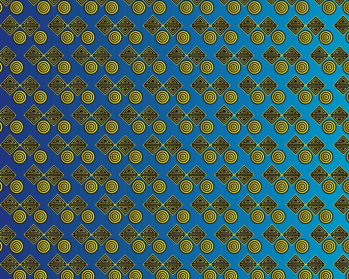 meetkundig patroon met driehoeken en cirkels in goud en blauw vector