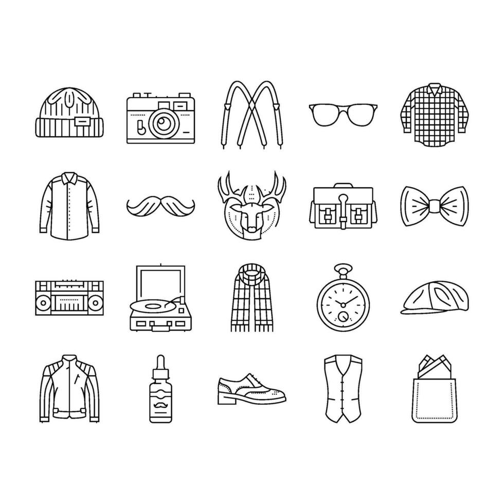 hipster retro wijnoogst oud stijl pictogrammen reeks vector