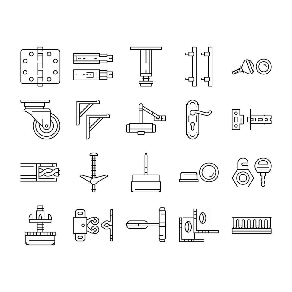hardware meubilair uitrusting pictogrammen reeks vector