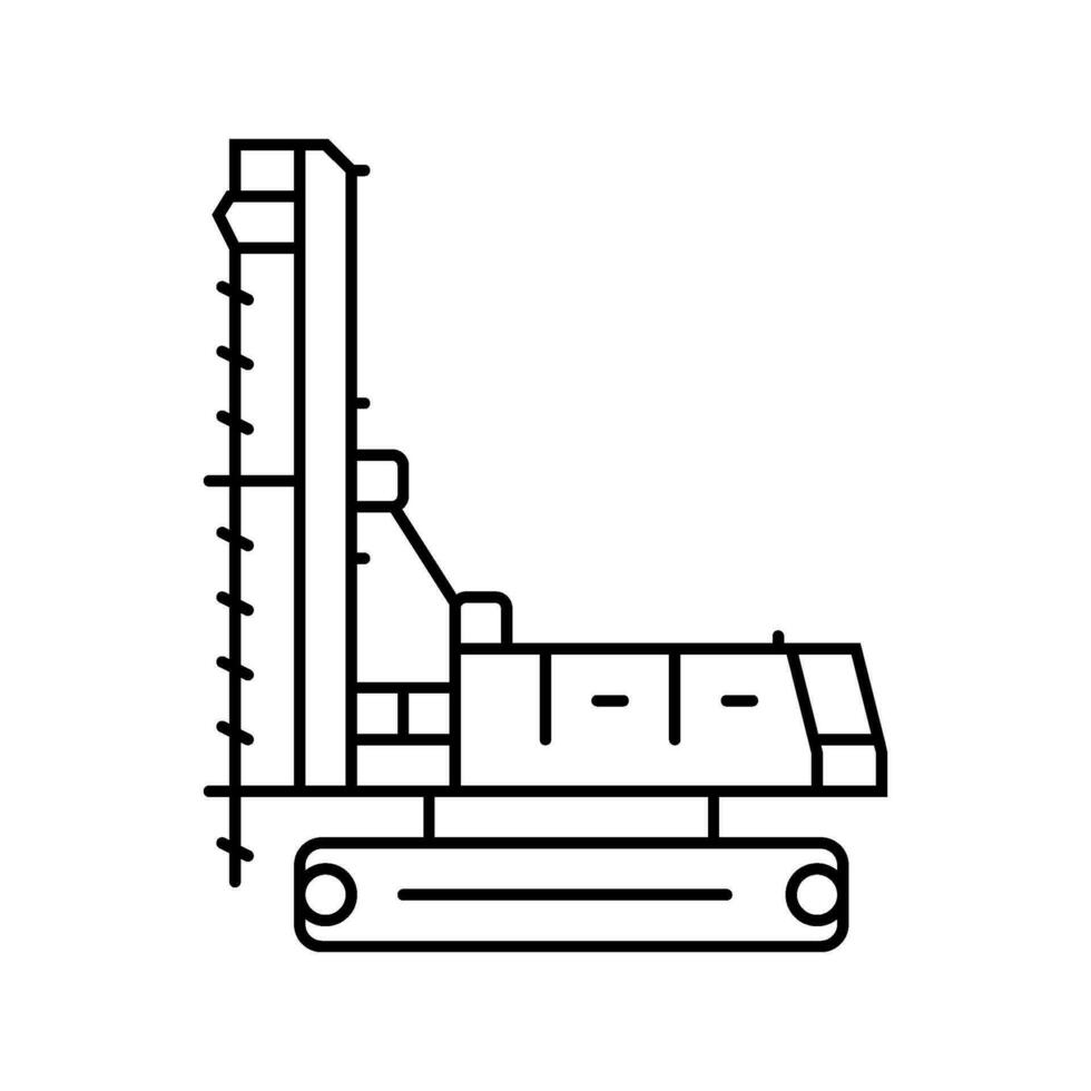 bouw boren voertuig lijn icoon vector illustratie