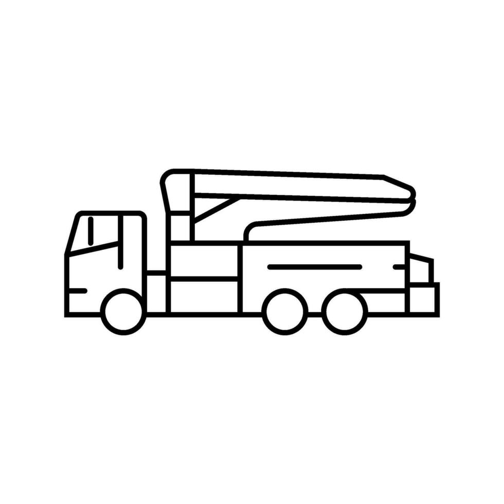 beton pomp bouw voertuig lijn icoon vector illustratie