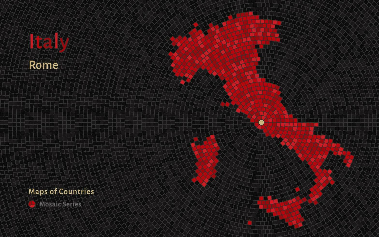 Italië met een hoofdstad van Rome getoond in een mozaïek- patroon vector