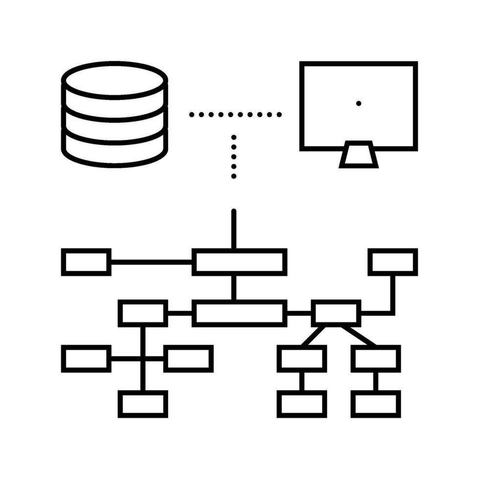 relationeel databank lijn icoon vector illustratie
