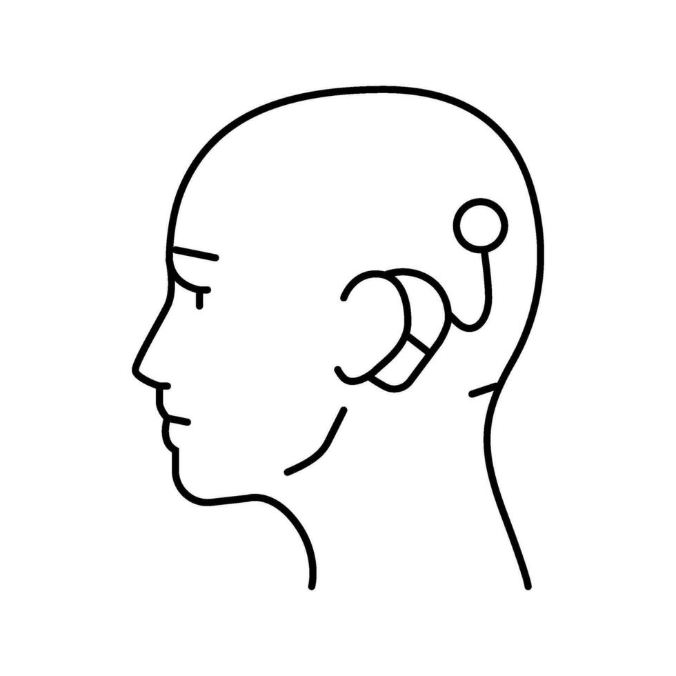 cochleair implantaat audioloog dokter lijn icoon vector illustratie