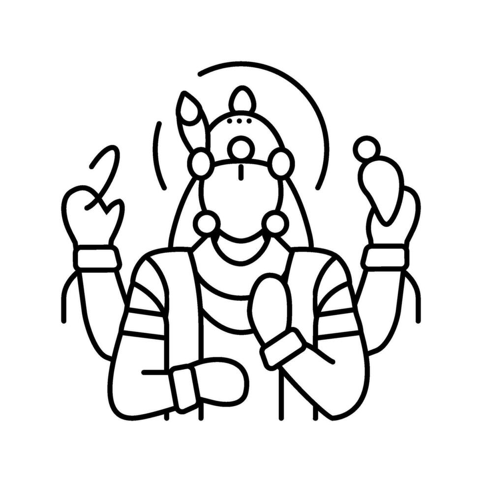 Vishnu god Indisch lijn icoon vector illustratie
