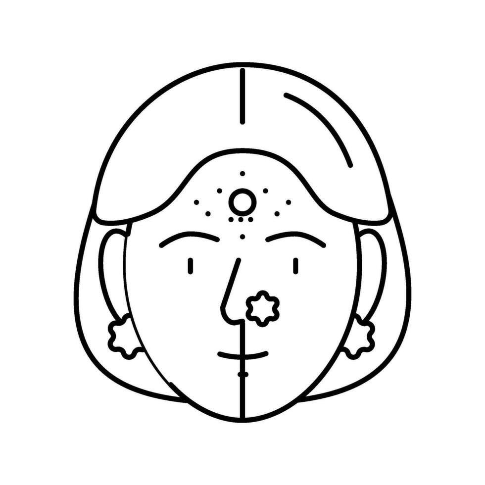 bindi voorhoofd decoratie lijn icoon vector illustratie