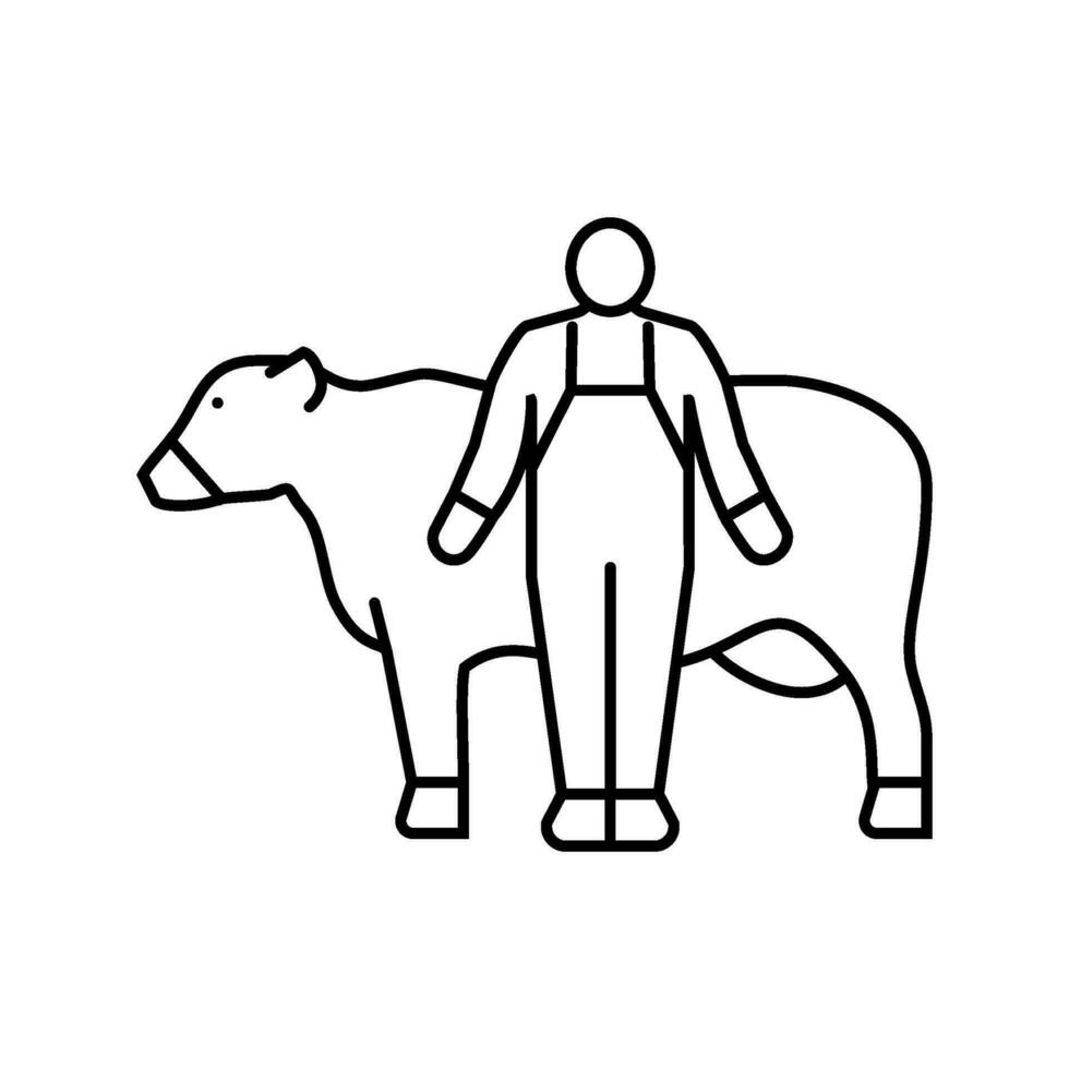 koe met boer lijn icoon vector illustratie