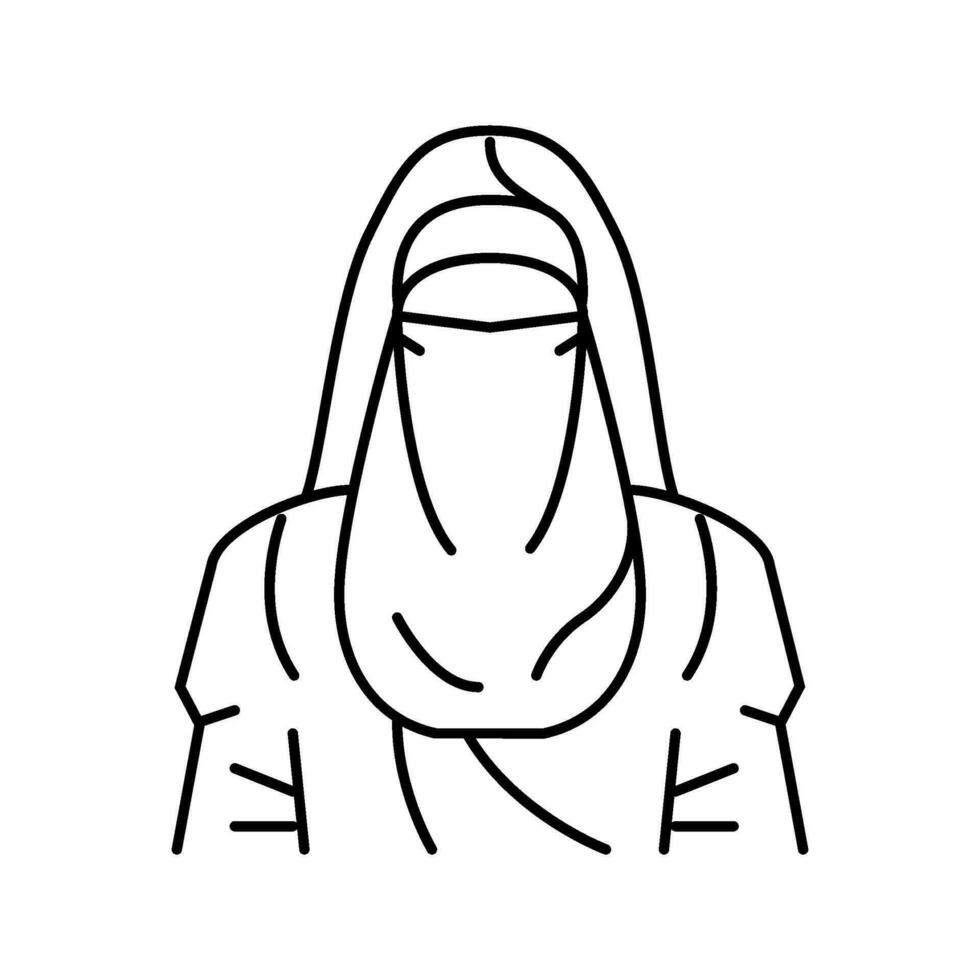 hijab hoofddoek Islam lijn icoon vector illustratie